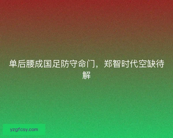 单后腰成国足防守命门，郑智时代空缺待解