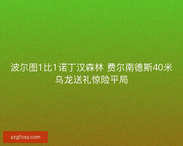 波尔图1比1诺丁汉森林 费尔南德斯40米乌龙送礼惊险平局