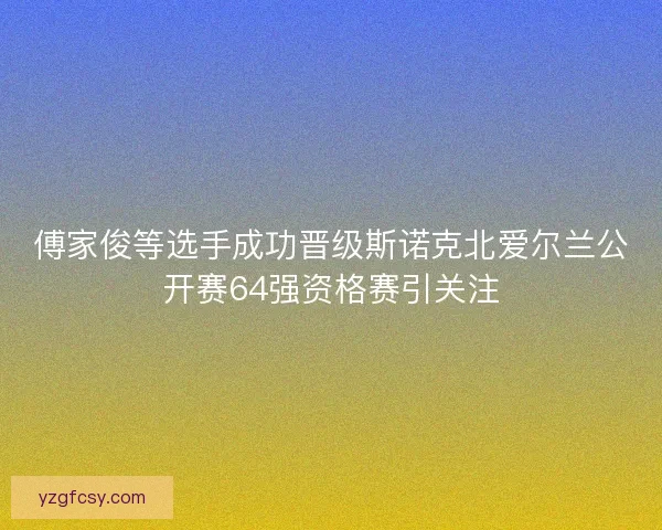 傅家俊等选手成功晋级斯诺克北爱尔兰公开赛64强资格赛引关注